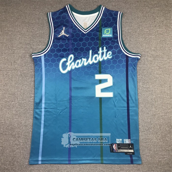 Camiseta Charlotte Hornets LaMelo Ball NO 2 Ciudad 2021-22 Azul